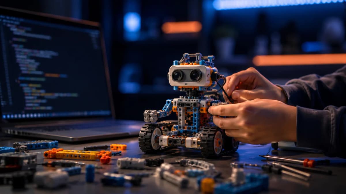 Alumno aprendiendo robótica y programación